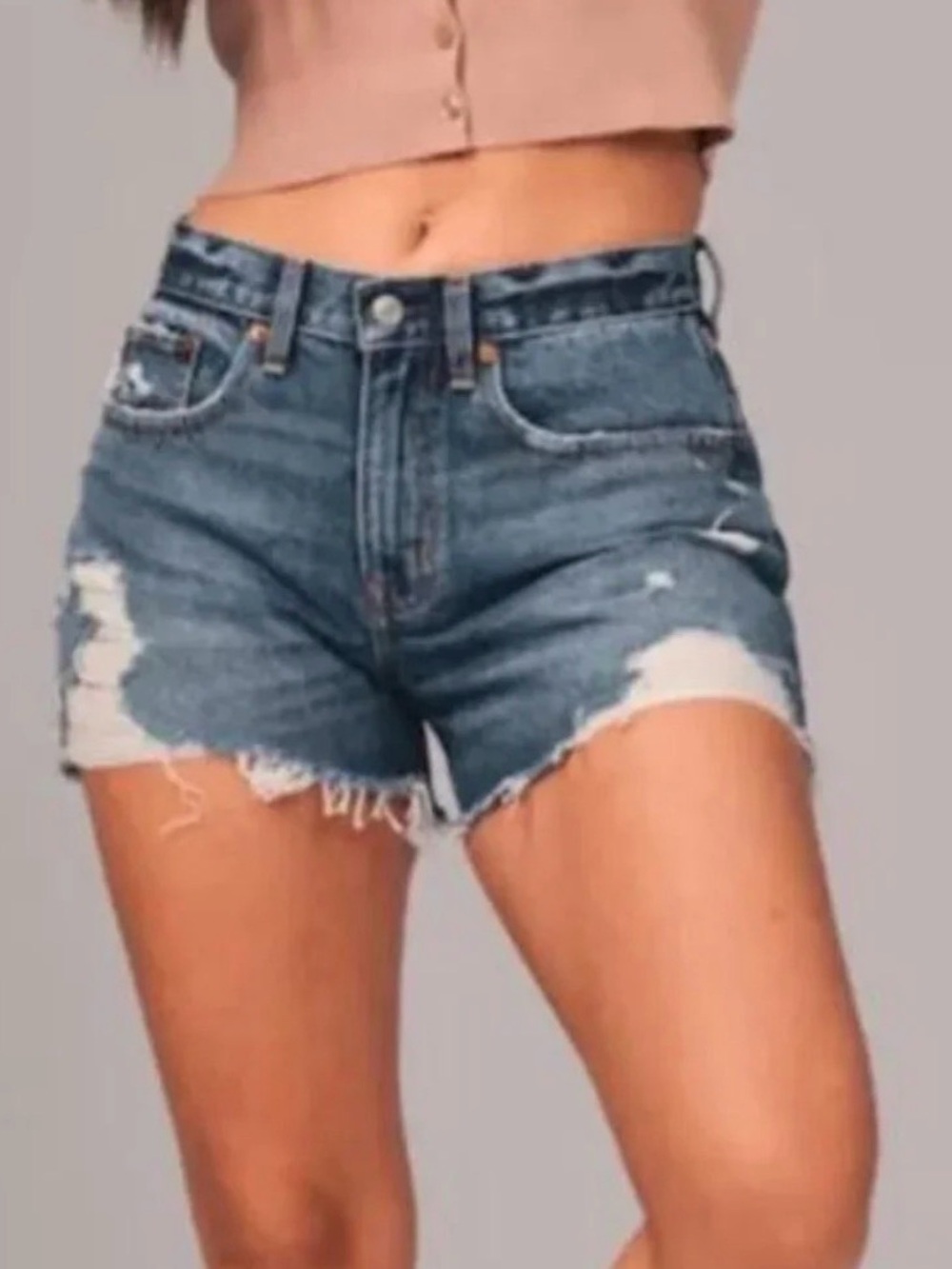 ABERCROMBIE & FITCH Curve Love  Mid-Rise The Boyfriend Distressed Shorts Sz::4